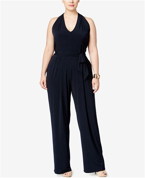 michael kors jumpsuit plus size|michael kors belted denim jumpsuit.